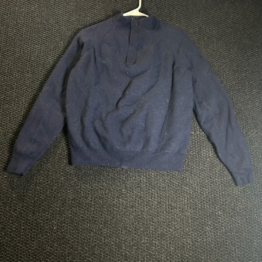 Peter Millar Women's Merino Wool‎ Quarter Zip Sweater Navy Blue Size L Pullover